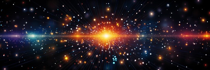 Wall Mural - exploring the vast expanse of a vibrant cosmic nebula with radiant colors. generative ai