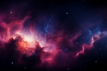 Wall Mural - colorful cosmic nebula displaying vibrant hues of purple and pink in deep space. generative ai