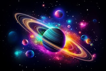 Wall Mural - explore vibrant colors and cosmic wonders in a celestial dance across the universe. generative ai