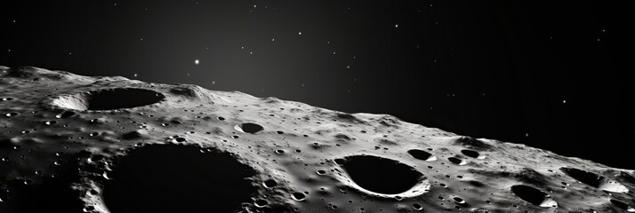 Wall Mural - exploring the moon's surface with its majestic craters and cosmic background. generative ai