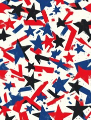 Aufkleber - Colorful abstract pattern of stars and stripes influenced by American flag design. Generative AI
