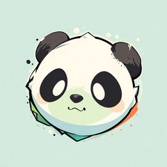 Sticker - Adorable Panda Cub Illustration: A Cute Cartoon Panda Face