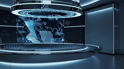 Aufkleber - Innovative technology center featuring interactive holographic displays and modern design elements