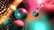 © anonymous - Abstract digital art with glowing disco balls and vibrant colors.