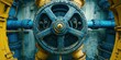 © CreativeStudio - Blue and yellow pipe with a round blue and yellow valve