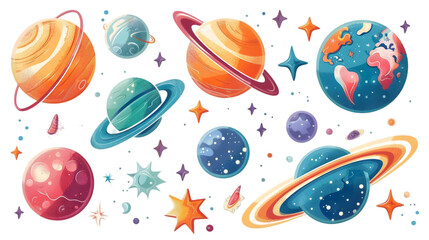 cartoon space galaxy. vector illustration white background. colored clipart on a cosmos theme isolat