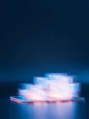 Poster - Neon Blue Interface on Tablet Modern Digital Education Concept