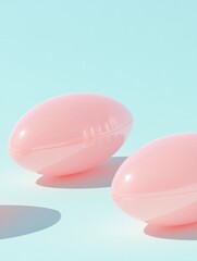 Aufkleber - Pastel Minimalism Abstract Sports Concept with Floating Pink Footballs on Light Background
