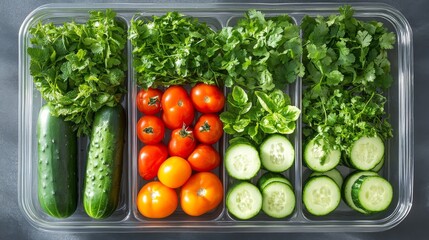 Sticker - Fresh vegetables arranged neatly on a dark surface showcasing vibrant colors and variety