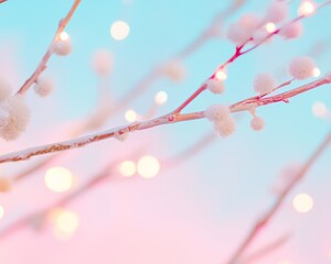 Aufkleber - Pastel Dreamscape Cotton Candy Skies and Soft Lights in Springs Embrace