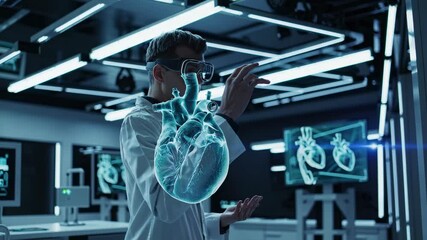 Leinwandbilder - Medical professional studies 3D heart model in advanced lab setting with technology
