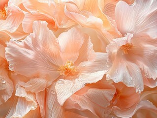 Aufkleber - Peach Blossom Close-Up in Morning Light with Dew