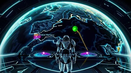 Aufkleber - Exploring distant worlds through advanced mapping technology in a futuristic setting