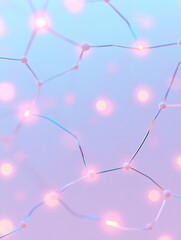 Leinwandbilder - Glowing Abstract Network of Translucent Nodes and Circuits on Pastel Background