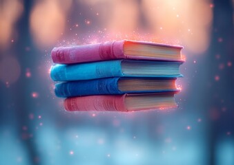 Aufkleber - Enchanted Books Floating Pastel Tomes in Magical Winter Light