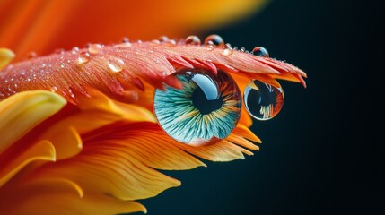 Wall Mural - Close-up of colorful petals with droplets highlighting nature's beauty and detail