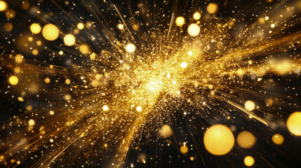Wall Mural - A bright yellow explosion of glitter and stars