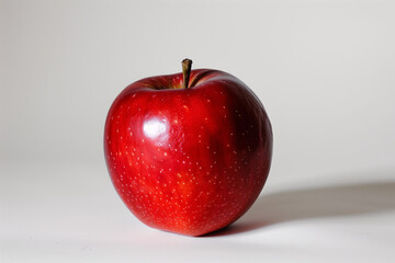 Wall Mural - A shiny red apple with a smooth surface, placed on a white background.