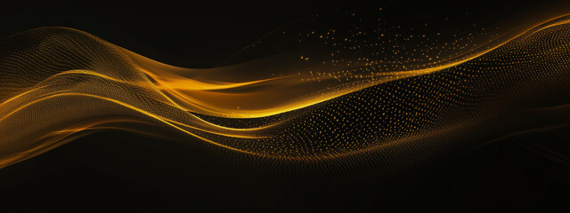 Wall Mural - A black and gold wave with a lot of sparkles