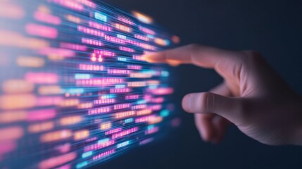 Leinwandbilder - Touchscreen Interaction with Digital Data Flow in E-Governance Concept