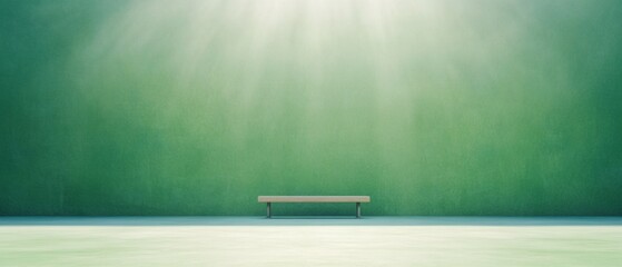 Aufkleber - Minimalist Green Room with Bench Soft Light and Shadows