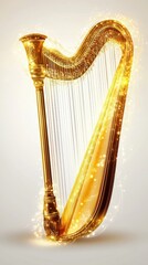 Golden harp with intricate design details