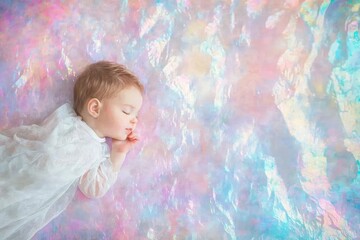 Wall Mural - Shimmering pastel iridescent foil with a grainy finish, offering a luxurious and artistic texture for digital graphics