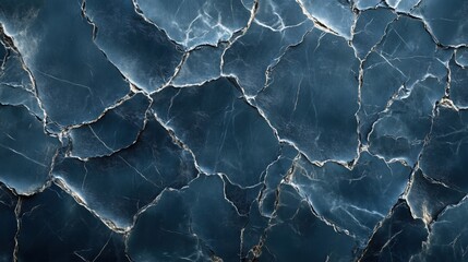 Wall Mural - Deep blue cracked surface texture with glossy and fractured patterns