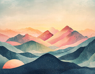 Wall Mural - Sunset Mountain Range