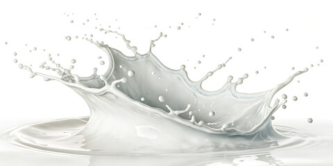 Wall Mural - Elegant White Milk Splash Isolated on a White Background for Culinary Arts