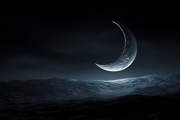 Wall Mural - 3d rendering of After the New Moon and before First Quarter Moon. crescent moon
