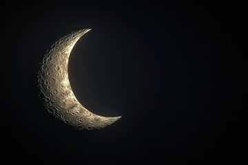 Wall Mural - 3d rendering of After the New Moon and before First Quarter Moon. crescent moon
