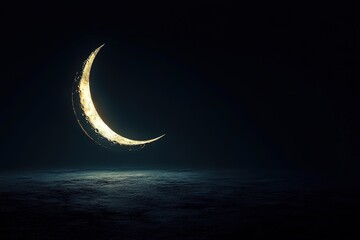 Wall Mural - 3d rendering of After the New Moon and before First Quarter Moon. crescent moon
