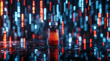 Wall Mural - Cyberpunk Serum Vial Digital Data Background