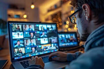 Wall Mural - online work webinar for video conferencing at home