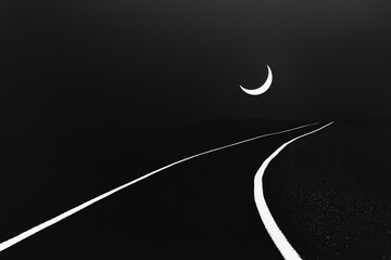 Wall Mural - The moon in the night sky in clouds 3D illustration
