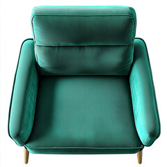 Wall Mural - Entryway chair top view, Entryway chair teal colored furniture piece, white background