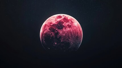 stunning red moon isolated against a pure black background, highlighting its vivid hue and celestial
