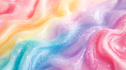 Canvas Print - Colorful, swirled pastel texture with sparkling glitter creates a dreamy aesthetic