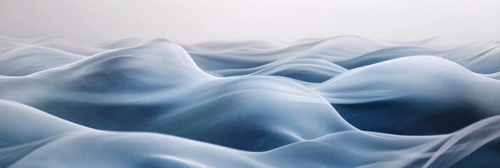 Leinwandbilder - Abstract representation of flowing waves in soft shades of blue creates a serene atmosphere with varied heights and curves. Generative AI