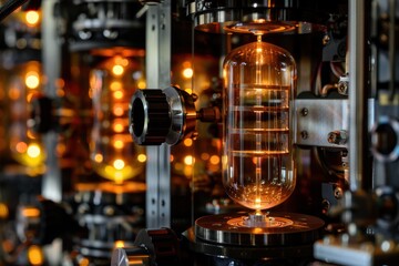 Fototapete - Complex inner workings of a quantum computer displayed in a research facility showcasing advanced technology