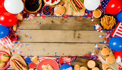 Wall Mural - Close-Up Celebration: Detailed July 4th Party Decor and Cuisine