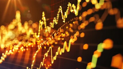 Aufkleber - Dynamic and abstract financial data visualization featuring glowing graphs and charts for investment analytics and technology insights.