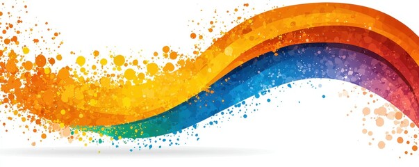 Wall Mural - abstract colorful wave design with paint splatter vibrant rainbow hues modern artistic background