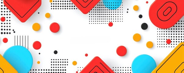 Wall Mural - abstract colorful geometric shapes background design with red yellow and blue circles and dots