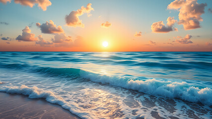 Wall Mural - sea sand sky coastal sunset colors clouds, horizon, horizontal background. inspire nature landscape,