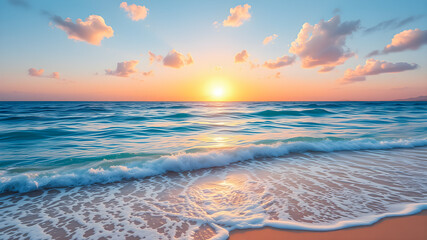 Wall Mural - sea sand sky coastal sunset colors clouds, horizon, horizontal background. inspire nature landscape,
