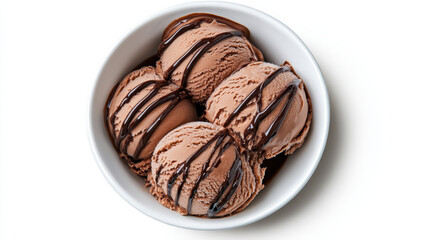 Poster - Rich chocolate ice cream scoops drizzled with chocolate sauce in bowl