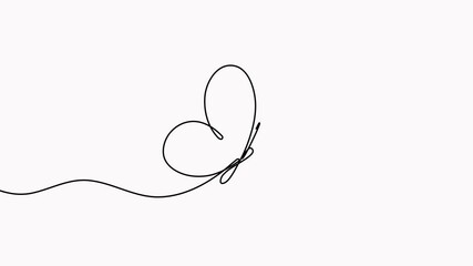 Wall Mural - butterfly flight continuous line drawn animation.