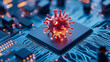 © Pukan - A digital rendering of a virus on a computer chip, symbolizing the intersection of technology and health concerns related to infectious diseases.
